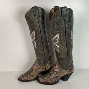 Vintage Justin Butterfly Cowgirl Boots | Snakeskin Inlay | USA Made | Women’s 5